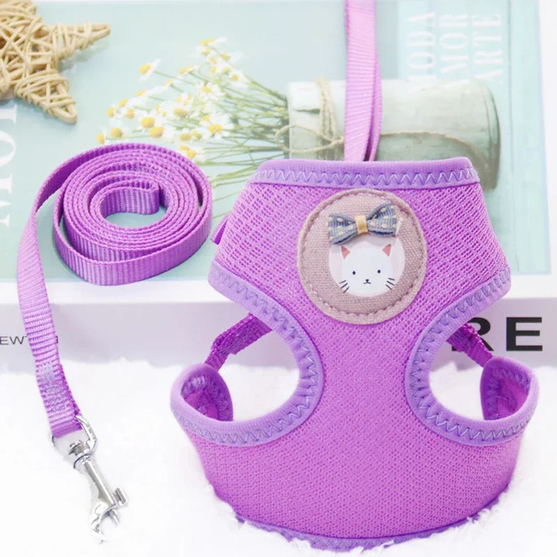 Breathable Mesh Cat Small Dog Harness And Leash for French Bulldog Chihuahua Pug pet harness leash set pet harness set pet leash set