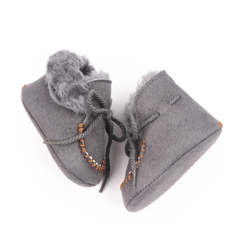 0-18M Infant Newborn Baby Girl Winter Snow Boot Solid Color Fleece Lining Thick Suede Boot with Nonslip Rubber Sole Fur Booties baby shoes baby boots winter snow boots