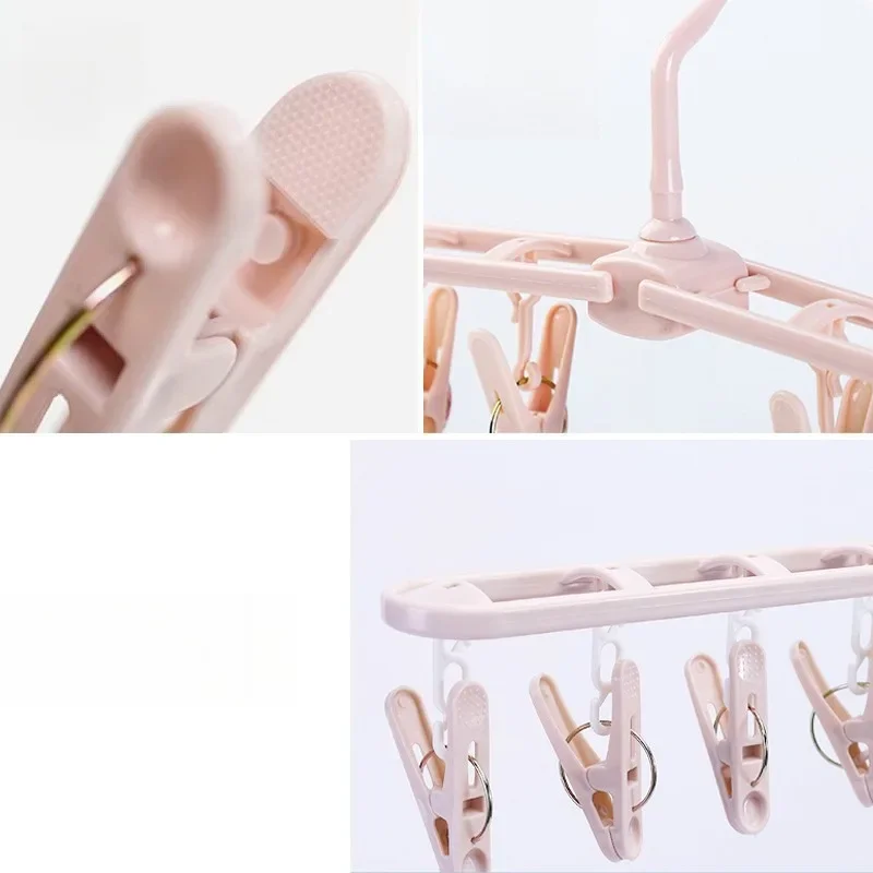 Collapsible Clothes Drying Rack Travel Shirt Socks Hangers with Clips Foldable Pants Clothes Hangers Closet Organizer 6