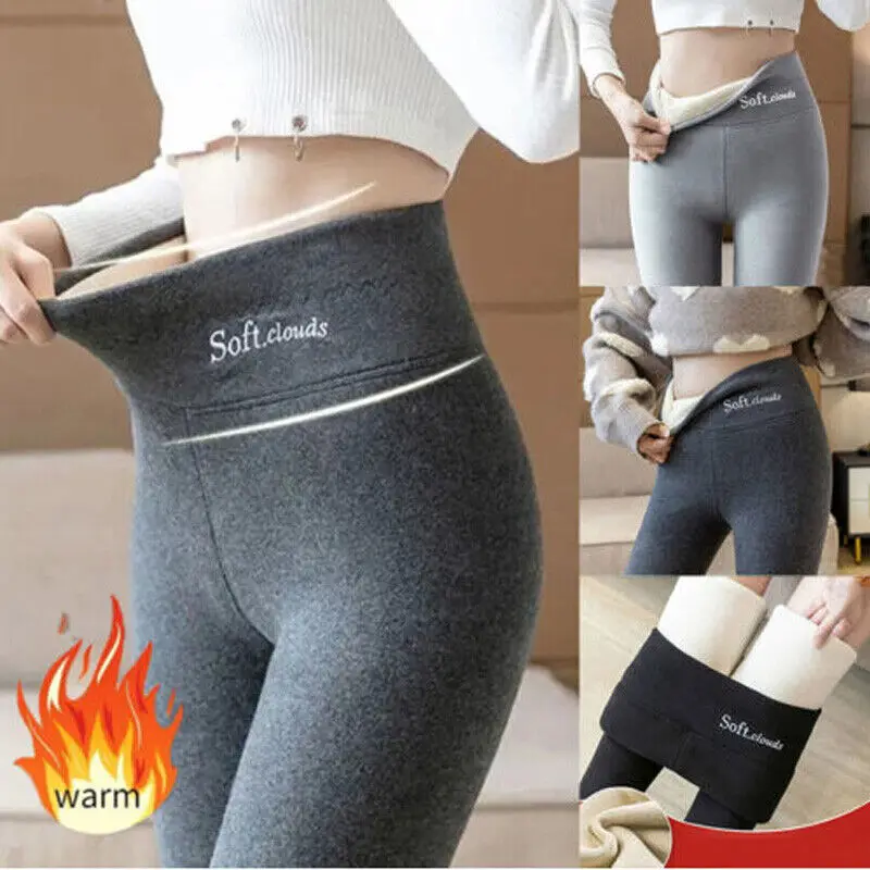 WomensWinterThickVelvetLeggingsWarmFleeceLinedHighWaist