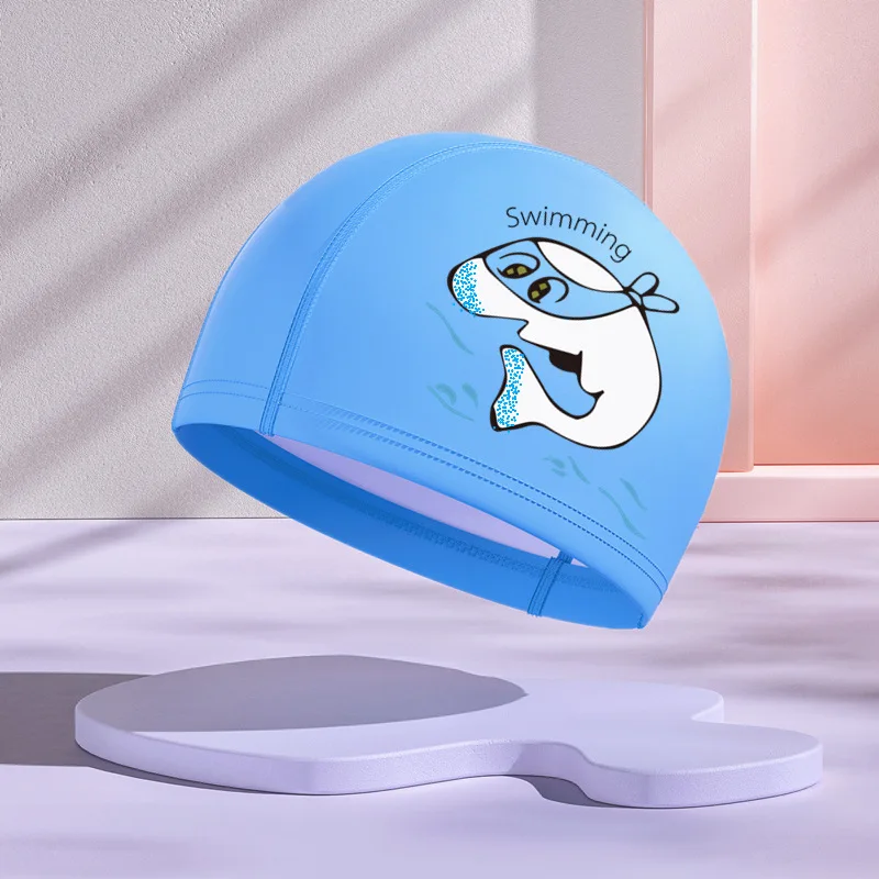 Kid Swimming Cap Boys Girls Cartoon Soft Waterproof Long Hair Ear Protection