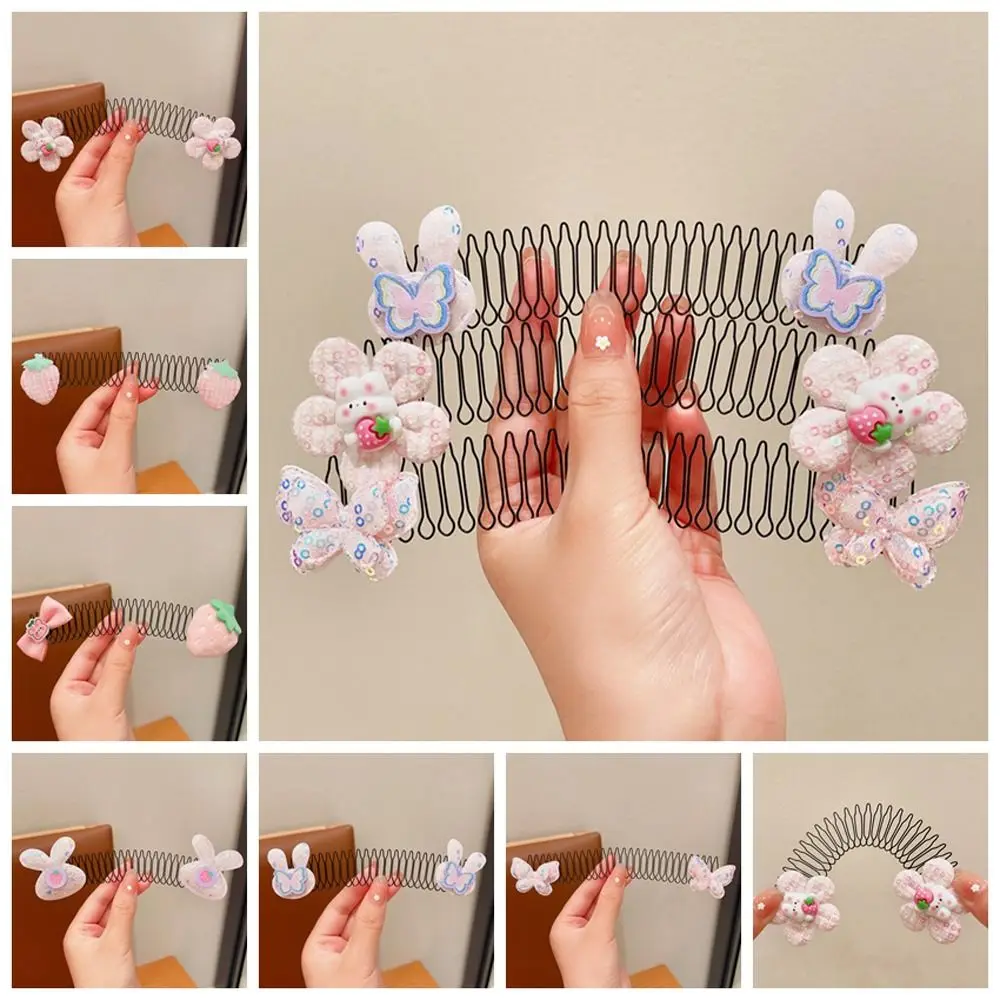 

Flower U Shape Hair Styling Comb Sweet Rabbit Strawberry Invisible Extra Hair Holder Cartoon Hairpin Party