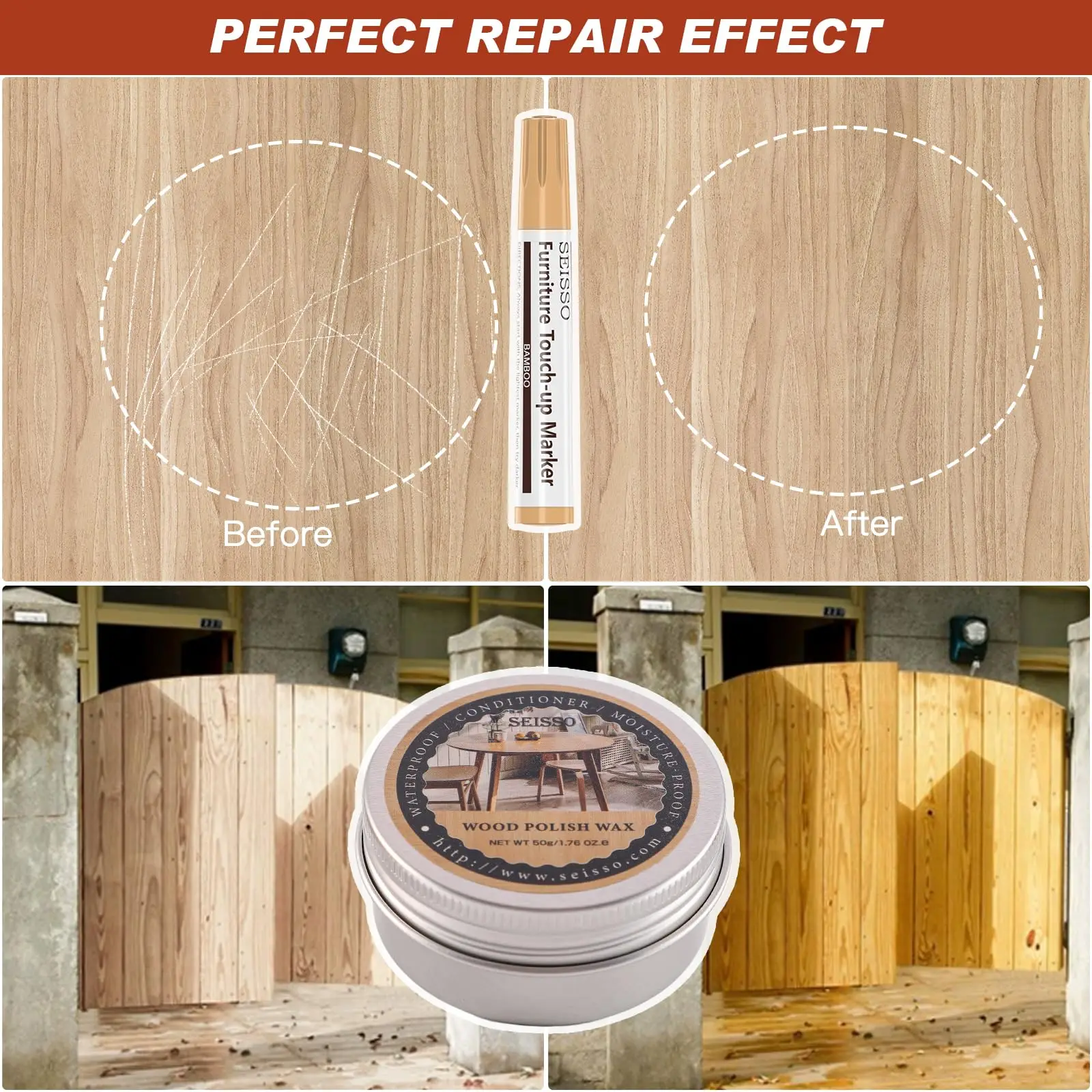 18 Colors Furniture Repair Kit Touch Up Markers with Wood Polish Wax Restore Finish Scratches Stains Tables Cabinet Floors