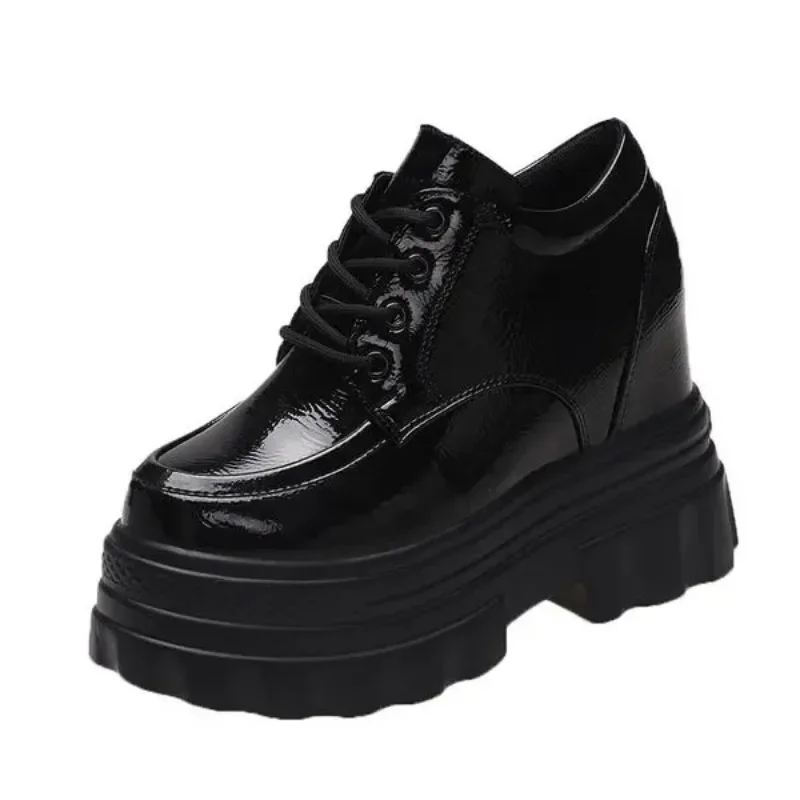 

Женские спортивные туфли Harajuku на танкетке, увеличивающие рост 11 см, массивные Папины кроссовки, Женская дышащая кожаная повседневная обувь на платформе