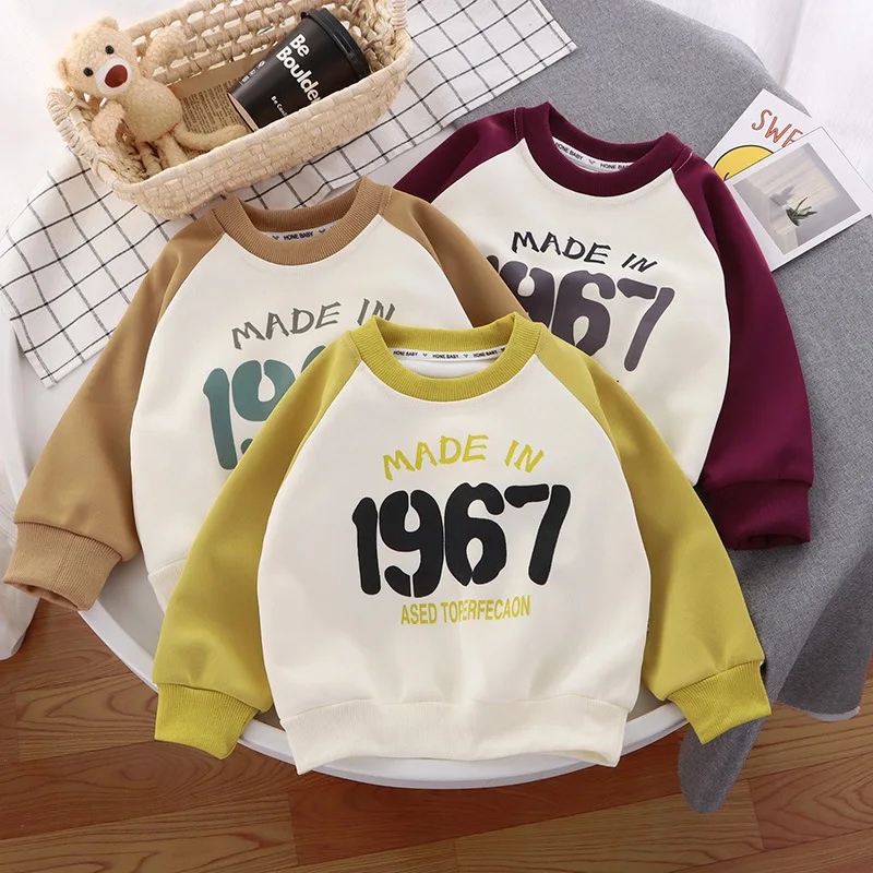 

Children's Color Hoodie Boys and Girls Fashion Crew-neck Digital Printed Top Spring and Autumn Children's Pullover Top
