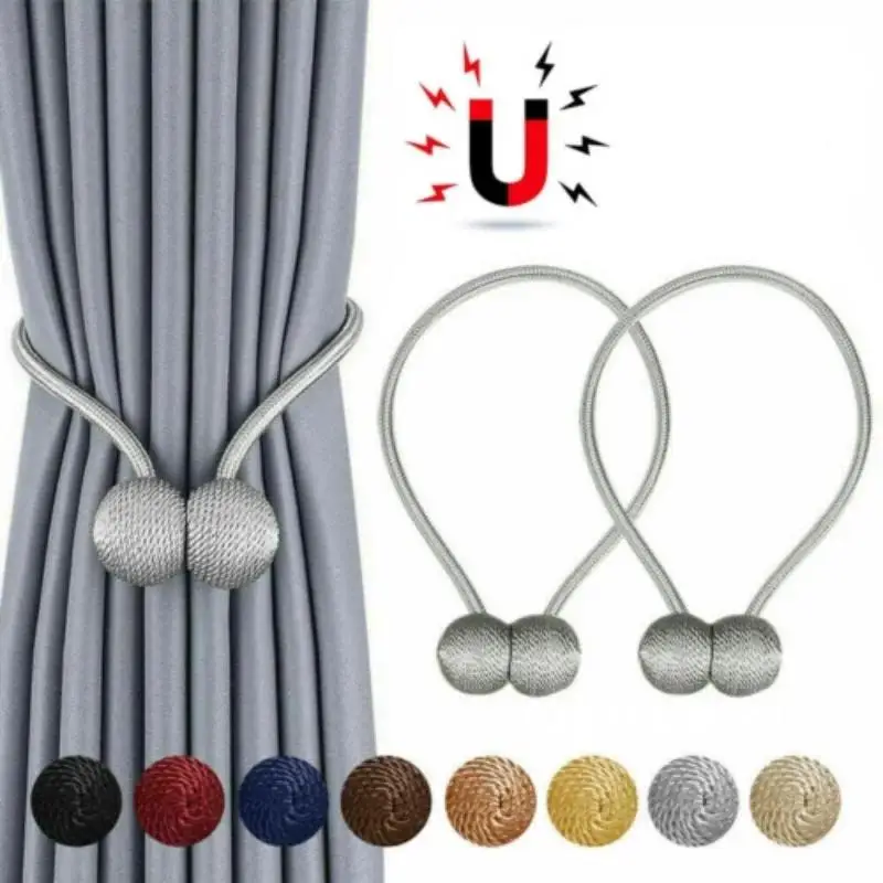 2PCS Magnetic Ball Curtain Tiebacks Tie Rope Accessory Rods Accessoires Backs Holdbacks Buckle Clips Hook Holder Home Decor