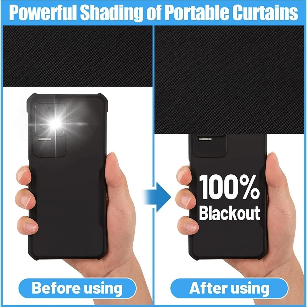 Description Picture 4 of item100% Portable Blackout Curtains Film Cloths Travel Shades Temporary Window Blinds with Hook & Loop Tabs for Baby Nursery Bedroom