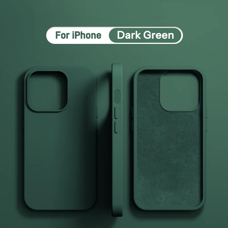 thumbnail image 1 of Funda protectora suave de silicona líquida de lujo para iPhone 15, 14, 13, 12, 11 Pro Max Plus, accesorios de teléfono mini 7, 8, XS, XR, X, 1 of 5