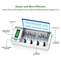 6 slots LCD Smart Display Fast Charge EU/US Plug Battery Charger for 1.2V AAA AA C D Size 9V Rechargeable Battery - Image 2