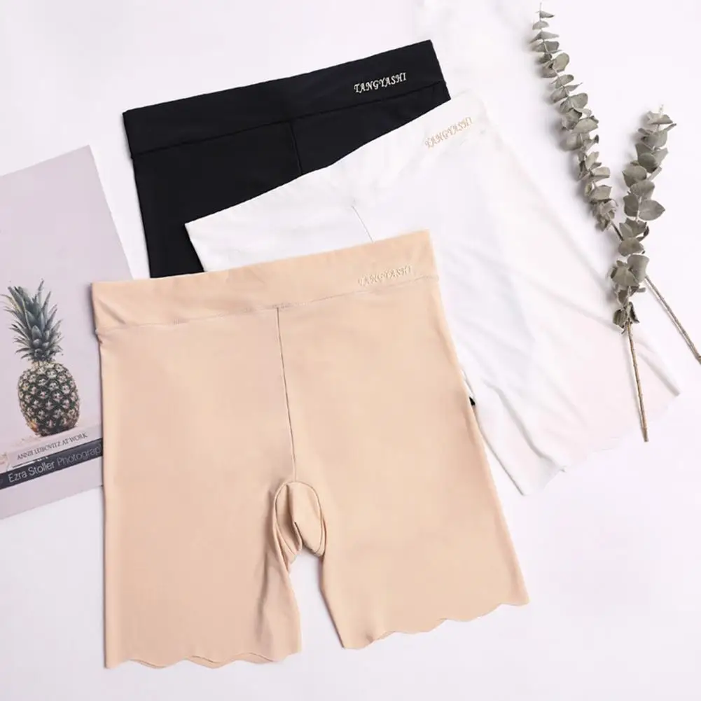 Boxer Shorts Slim Fit Solid Color Stretchy Flat Angle High Waist Privacy Protection Thin Long Leg Seamless Boyshorts Daily Garme High Waist Shorts High Waist Panties High Waist Underwear Seamless Panties