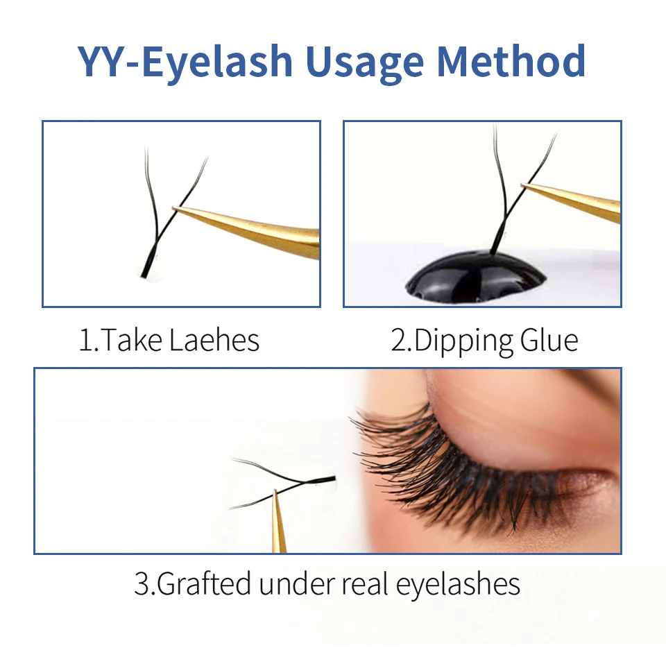Description Picture 5 of itemYY Shape Triple Tips 8-15MM Eyelashes Extension Hand Woven Premium Soft Natural Fiber Materal Comfortable False Eyelashes