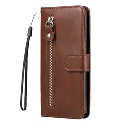 Luxury Zipper Leather Flip Wallet Case with Retro Book Holder Design for Xiaomi POCO F7ULTRA (Brown)