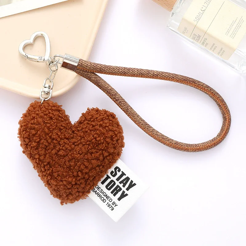 Simple Fur Love Design Key Chain Jewelry for Women Bags Pendant Hanging Key Ring Accessories Colored Heart Keychain