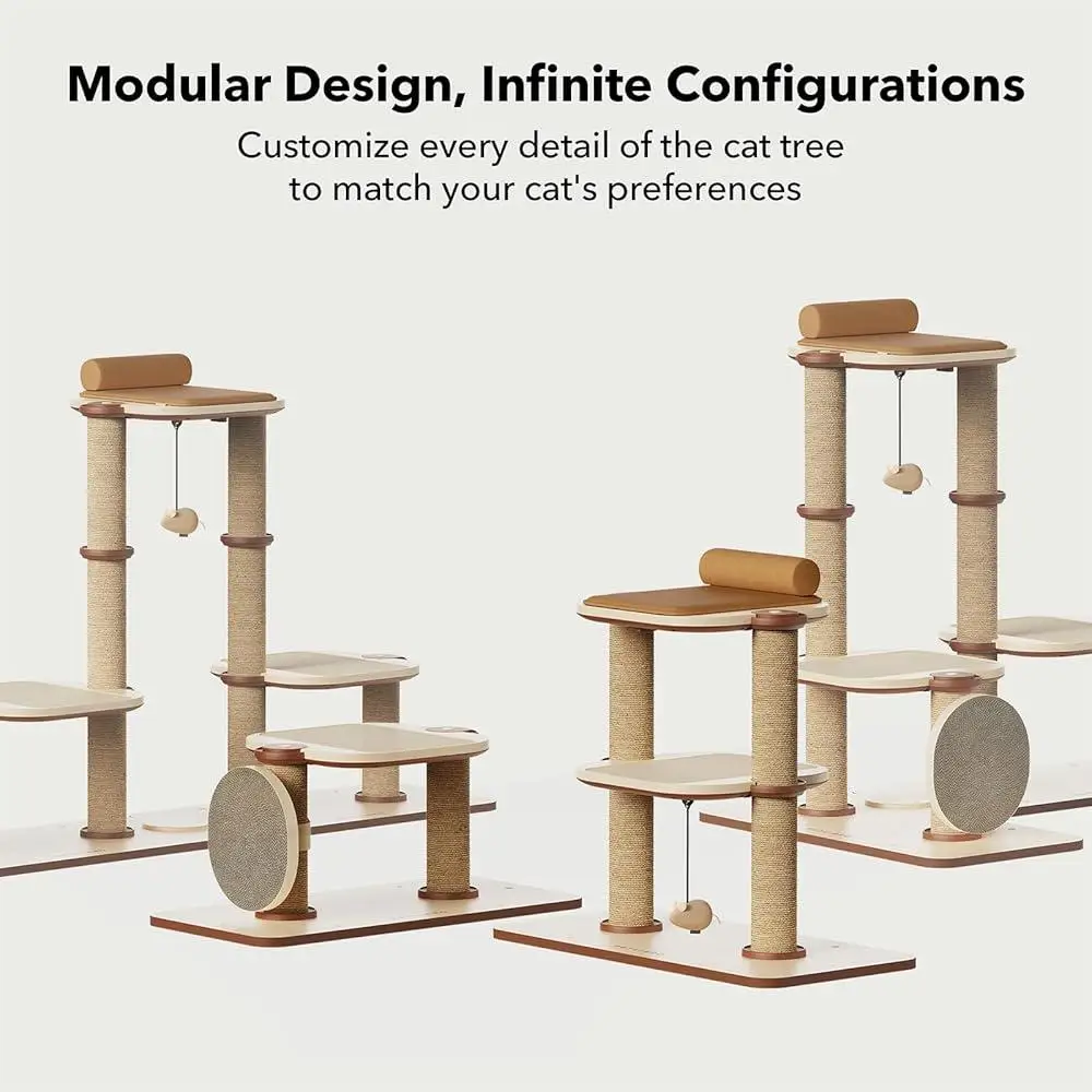 Infinity Cat Tree Modular Design Indoor Cat Tower Bed Toy Sisal Scratching Posts Quick Setup Sturdy Eco-Friendly Durable