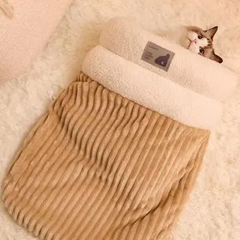 Cat Sleeping Bag Semi-Enclosed Pet Sleeping Bed Three-Layer Dog Bed For Camping Warming Pad Sack Comfortable For Cats Small Dog 3
