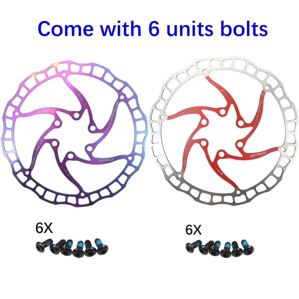 Bike Brake Rotor IIIPRO Oil Slick Balck Red Stainless Steel MTB Road Bike 160 180 203 mm Rainbow Lightweight 6 Bolt G3 Ipro