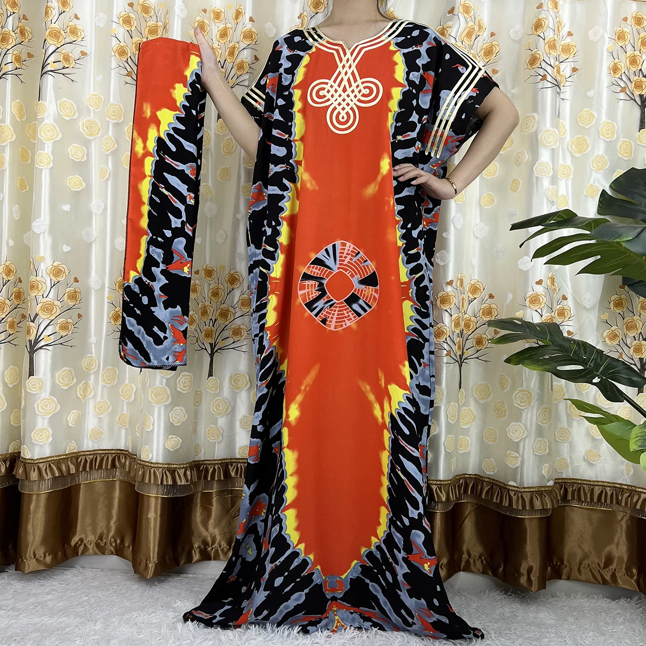 2022 New Short Sleeve African Abaya Dashiki Floral Tie-Dyelong Cotton Lady Elegant Summer Maxi Casual Dresses Vestidos 22 2022 New Short Sleeve African Abaya Dashiki Floral Tie-Dyelong Cotton Lady Elegant Summer Maxi Casual Dresses Vestidos