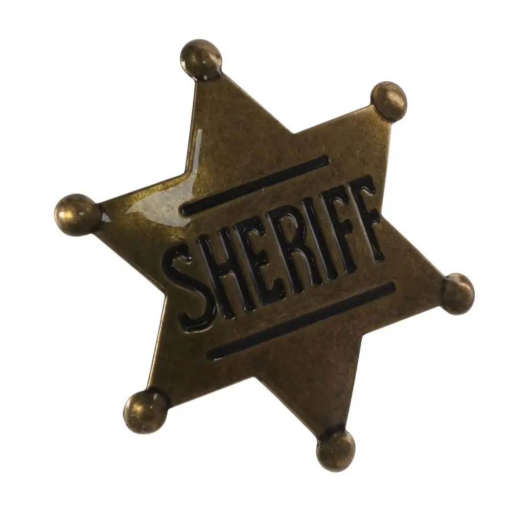 

Metal Hexagonal Star Emblem, Chest Medal, Honorary Hat Emblem, Anniversary Medal, Toy Sheriff Badge (Dark Bronze)