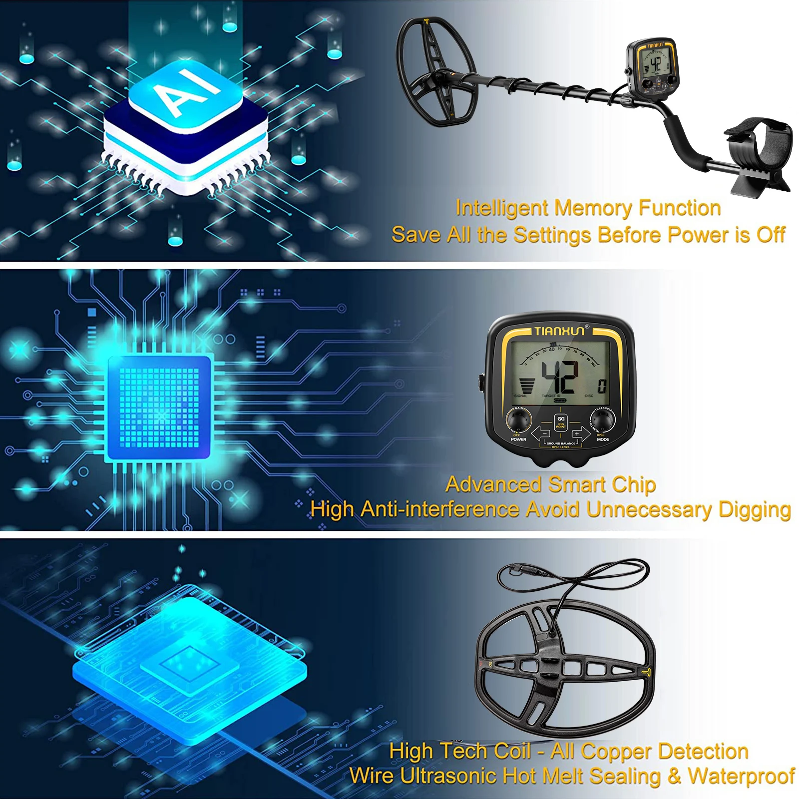 Metal Detector Gold and Diamond 2 5m Search Finder Gold Detector Treasure Hunter Detecting Pinpointer Professional