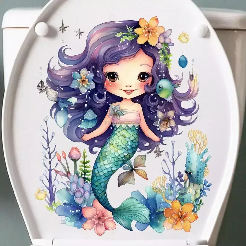 Home Wall Decoration Children's Room Wall Sticker Baby Girl Room Decor PVC Murals Undersea Animal Jellyfish Mermaid Wall Sticker