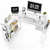 L Shaped Gaming Desk, 47 Inch Computer Desk with Adjustable Stand & RGB Lights, Corner Desk for Power Outlet, Carbon Fibe 1