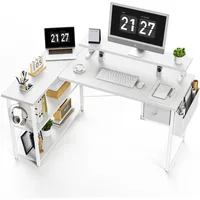 L Shaped Gaming Desk, 47 Inch Computer Desk with Adjustable Stand & RGB Lights, Corner Desk for Power Outlet, Carbon Fibe 1