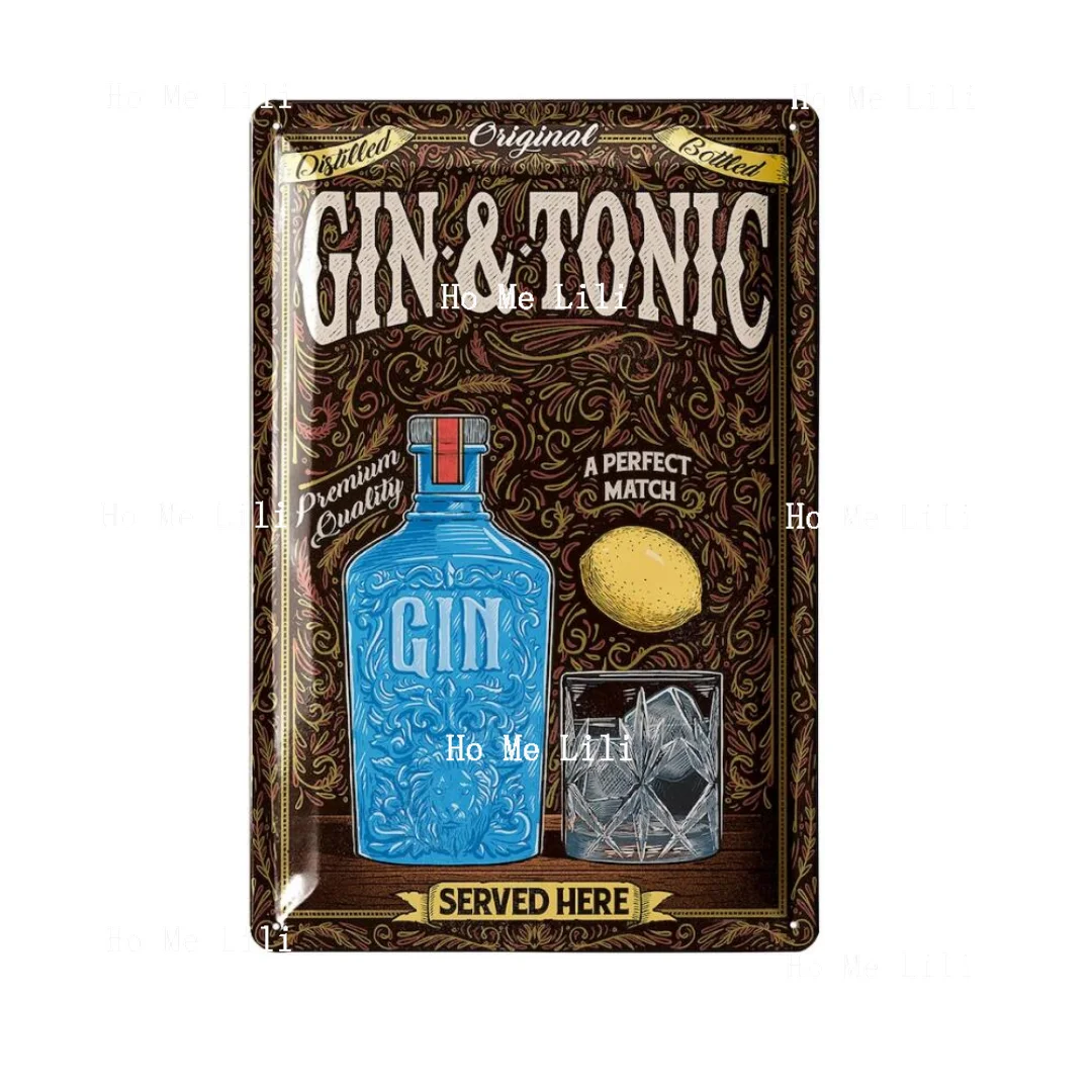 Vintage Bar Signature Gin Tonic Serve Qui Con Placche In Metallo