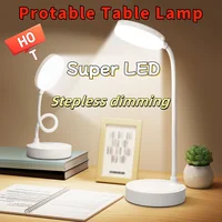 Protable Table Lamp Stepless Dimming Reading Book Night Table Lamp 3 Levels Dimmable USB Plug Rechargeable Bedroom Bedside Lamp 1