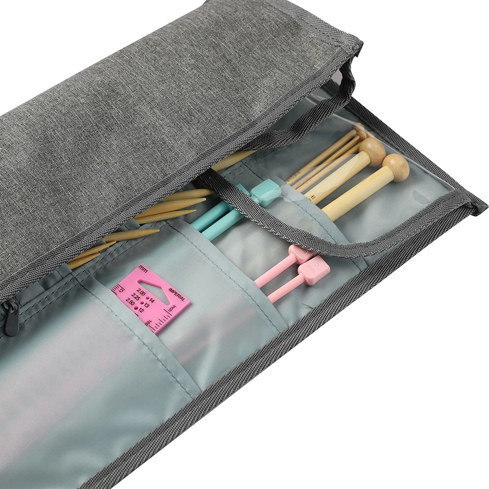 Knitting Tool Storage Bag Empty Knitting Needle Stick Needle Storage Roll Foldable Travel Crochet Organizer Sewing Tools