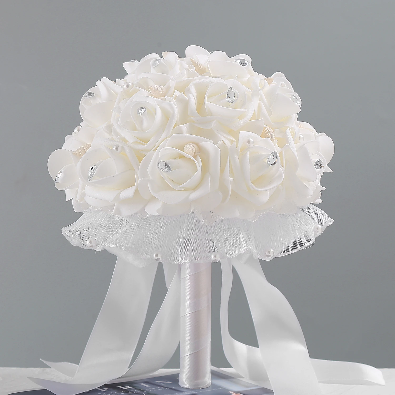 23CM PE foam rosette hand tied bouquets wedding bridal holding flower bouquet for bride