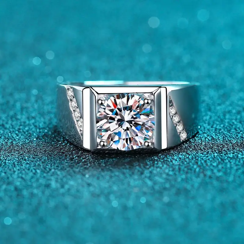 18K Real Platinum PT950 men's ring simple and domineering ring 1 carat diamond ring proposal accessories 3