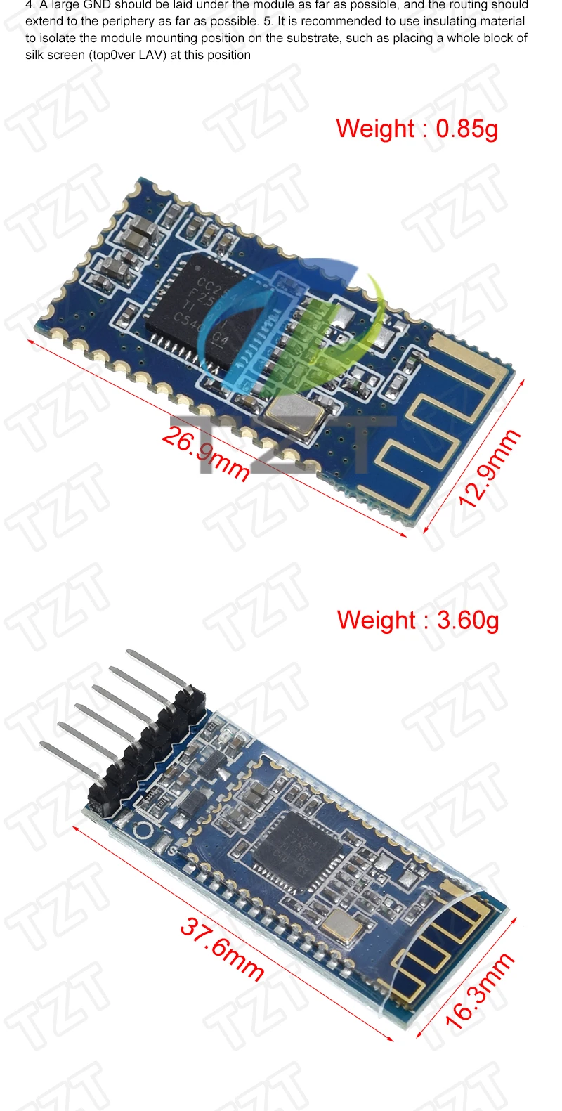 TZT 1/3 Stück AT-09 AT 09 Android IOS BLE Bluetooth-4.0 Modul CC2540 CC2541 Modul kompatibel mit HM-10 – Detail 4