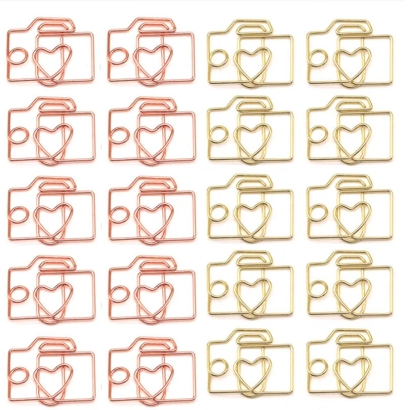 20pcs 크리 에이 티브 카메라 모양의 종이 클립 사무실 웨딩 Scrapbooking 저널 클립 Kawaii 편지지 클립