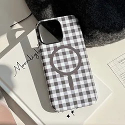 Korean Grid Pattern Cartoon Animals Magnetic Shockproof Phone Case Cover - iPhone 12 Mini (D only case)