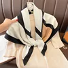 Women Spain Brand Design Scarf New Fashion Geometric Cotton Scarves Square Small Handkerchief Neck Snood Bag Hijab Snood 90*90Cm 6