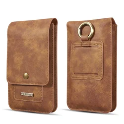 Universal Leather Wallet Phone Case with Belt Clip - Holster Pouch for Outdoor Sports and Running (Brown)