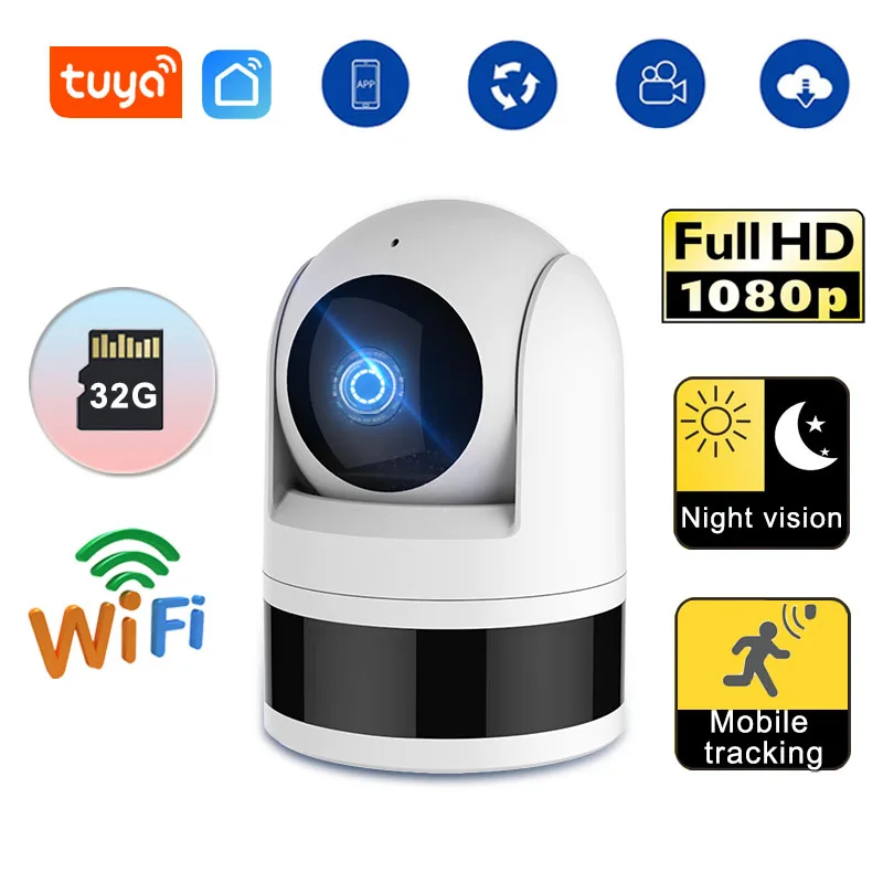 Tuya WiFi Kamera 1080P HD Kapalı Güvenlik Monitörü Akıllı Yaşam APP Gerçek Zamanlı Gözetleme Kamerası İki Yönlü Sesli İnterkomu Destekler