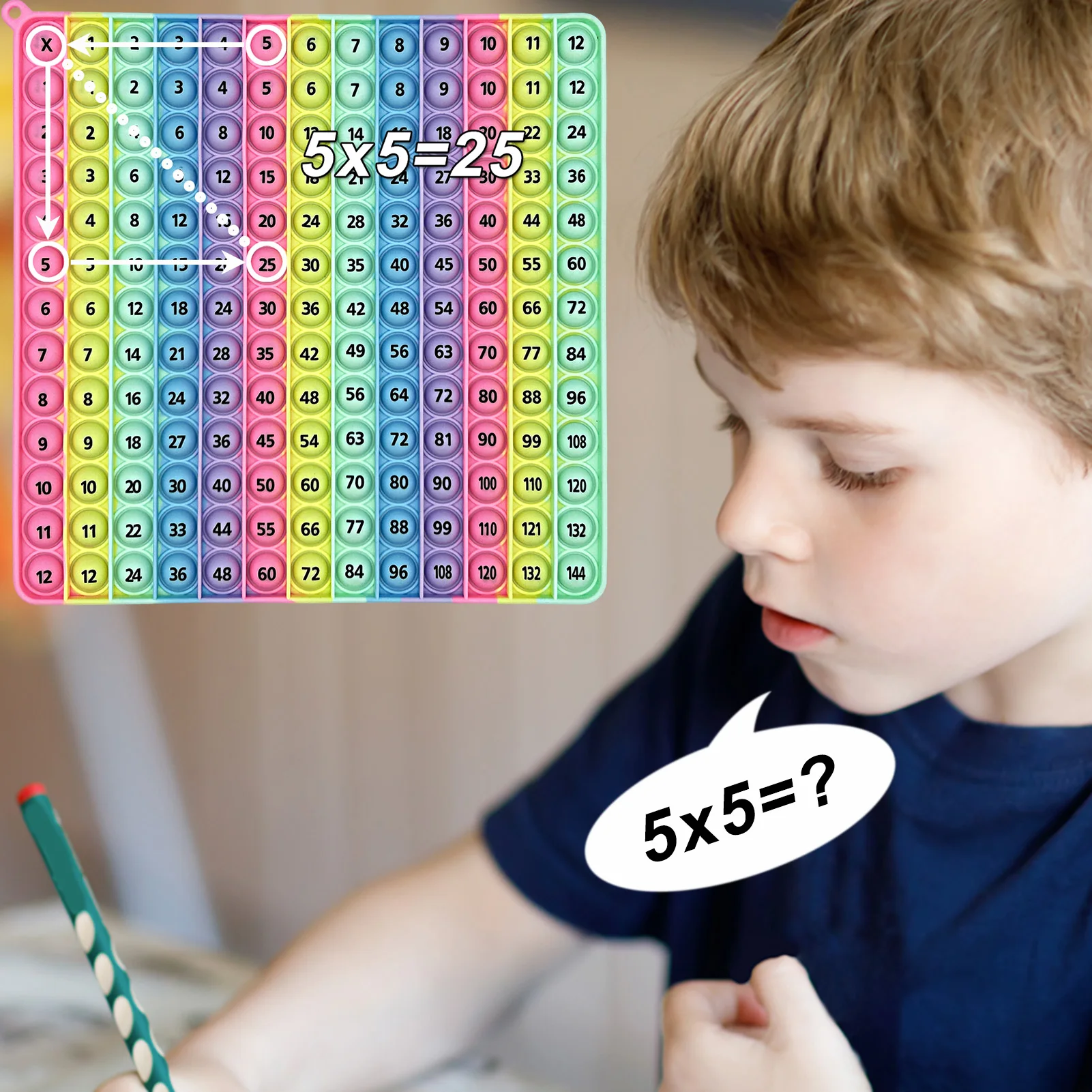 Multiplication 12x12 Addition 12+12 Both Sides Math Game Pop Fidget Toys, Macaron Silicone Push Pop Bubble Educational Toys 4