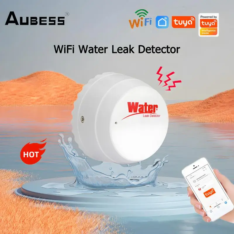 

Tuya WiFi Water Leakage Sensor APP Control Immersion Leak Overflow Detector Waterproof Linkage Security Alarm Alert Smart Home