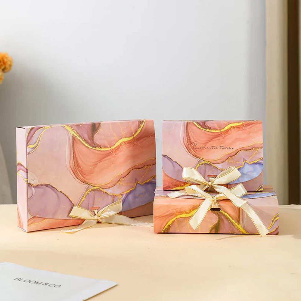 10Pcs/Lot Jewelry Box with Bow Exquisite Scarf Packaging Case for DIY Gift White Card Business Clothing Christmas Valentines Day