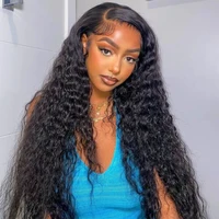 Perruque Lace Front Water Wave prête à porter sans colle, avec dentelle HD 13x4 13x6, cheveux humains bouclés crépus, et fermeture en dentelle 4x4 2