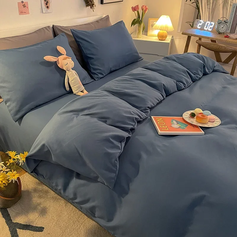 غطاء لحاف أحادي اللون لمضاعفة و ملكة ، مضاد للسوس...