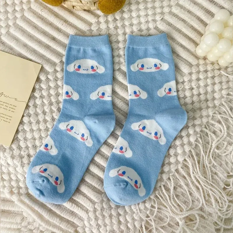 

Girly Heart Cinnamoroll Anime Kawaii Sanrio Socks Female Cute Cartoon Hello Kitty Midtube Stocking Lovely Gifts for Girls