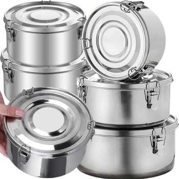 Boîte à déjeuner en acier inoxydable avec couvercle, boîtes à Bento en métal anti-fuite, conteneur de stockage des aliments, bol de pique-nique de Camping, récipient à salade de fruits 1