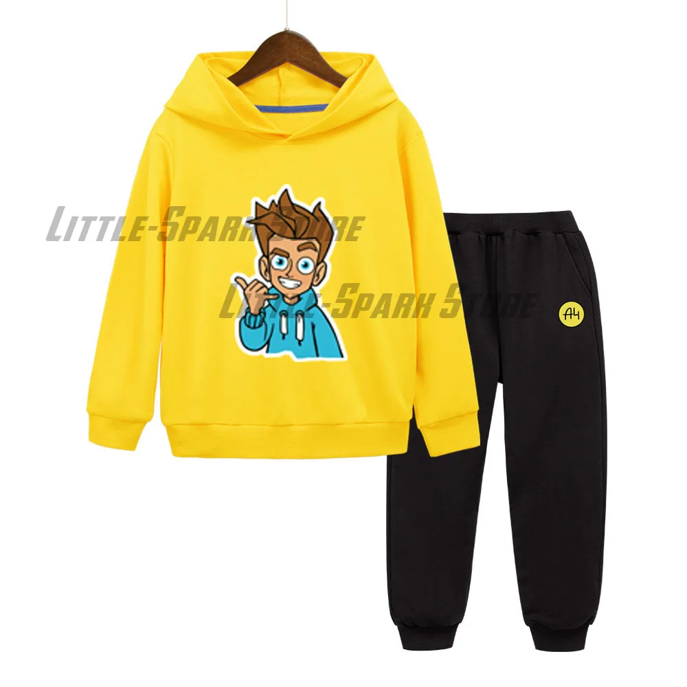 Merch A4 "LAVA LAVA" А4 Kids Hoodies Pants Suit Влад a4 Бумага boy girl Pullover Sweatshirts two-piece Autumn Baby boy clothes 4