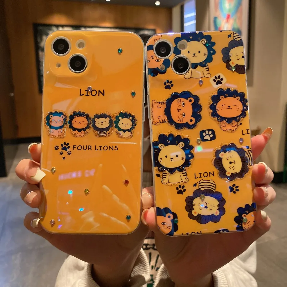 Cartoon Cute Lion Head Per Iphone 14Plus 14 14Pro 14Promax Xr Xsmax 11 11Promax 12 12Pro 12Promax 13 13Pro 13Promax Phone Shell