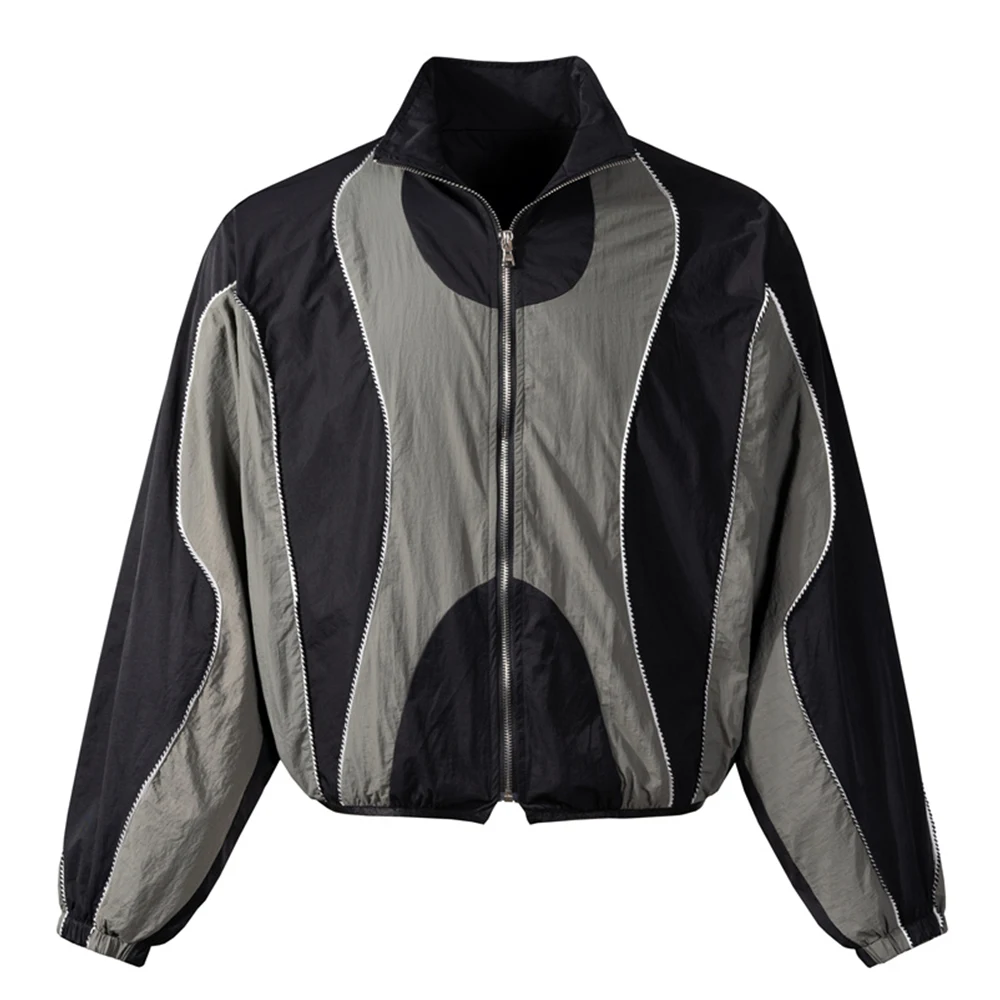 

Stand Collar Color Contrast Men's Jackets 2023 Autumn Short Design Jackets for Men 2 Colors