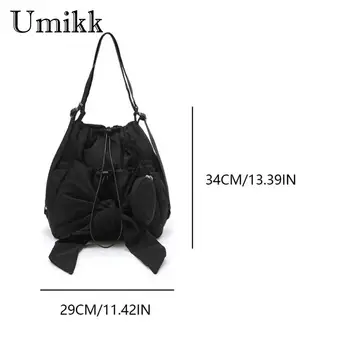 Women Mommy Maternity Backpack Large Capacity Bow Drawstring Backpack Solid Color Daily Tote Handbag Ladies Travel Backpack 6
