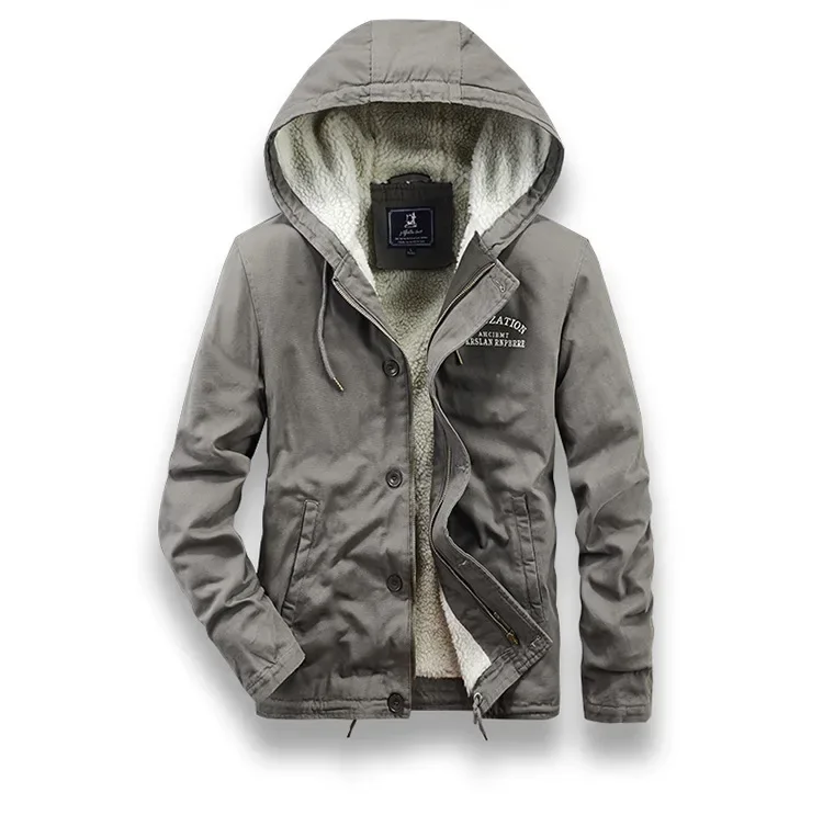 Description Picture 4 of item2024 Men Hooded Winter Coats Fleece Down Jackets Wool Liner Warm Parkas Good Quality Male Casual Outwear Winter Clothes