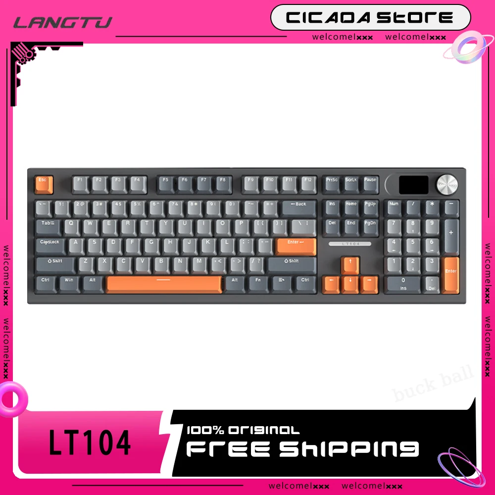 

Langtu LT104 Wireless Mechanical Keyboard Screen Bluetooth Wired 3-Mode 104 Key RGB Backlit Hot Swap Office Gamer Keyboard Gift